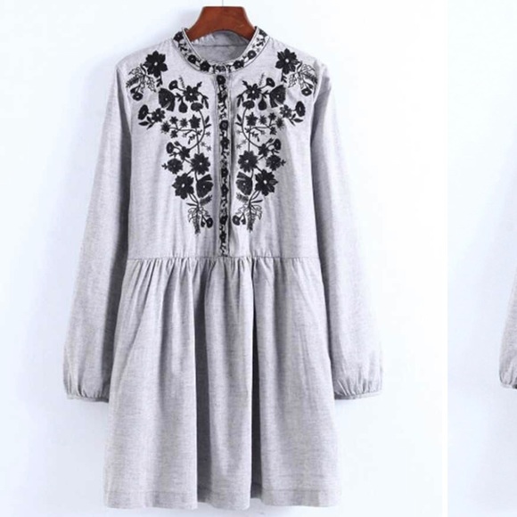 ZARA gray dress with black embroidery🖤 - Picture 6 of 6